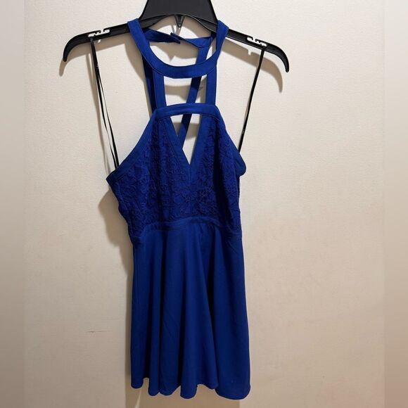 Lulu’s All My Daydreams Cobalt Blue Lace Skater Dress size S - Picture 3 of 10